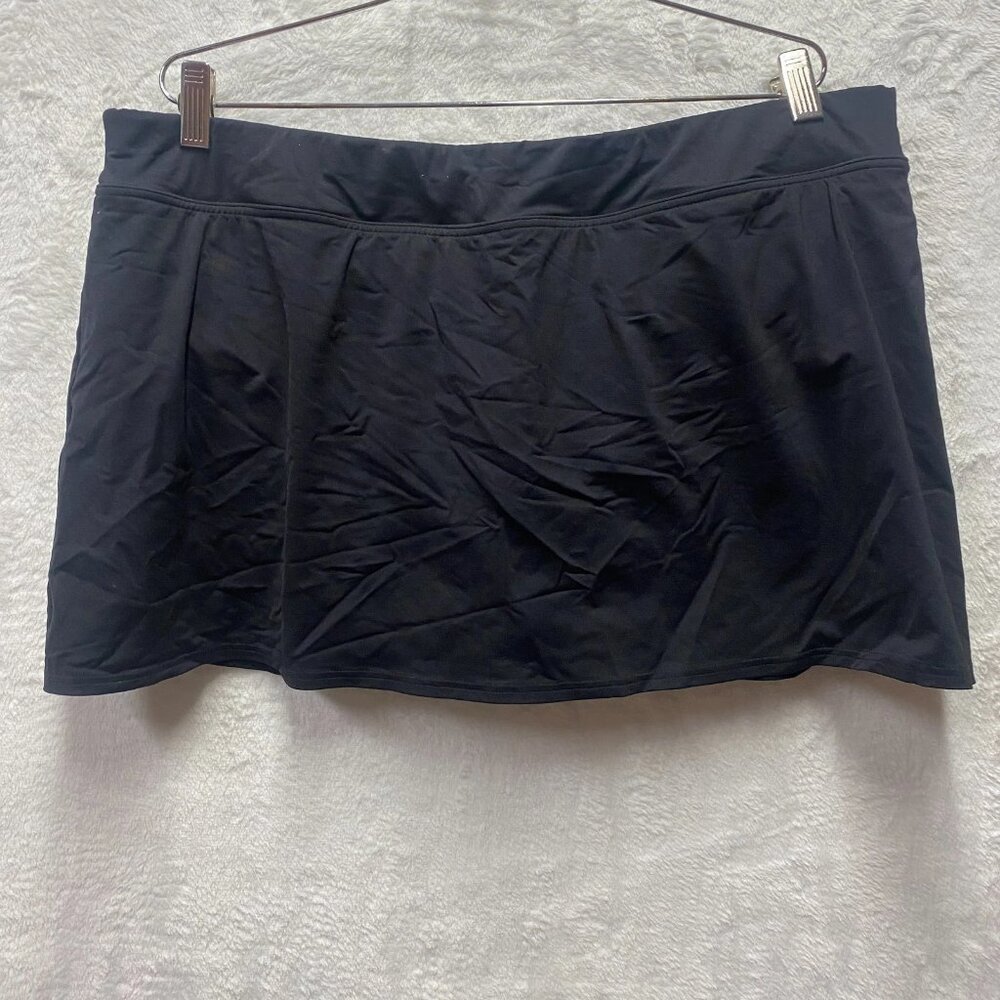 Lands' End Swimwear Skirt 20W Plus Black Stretch Built-In Brief Hip Coverage‎